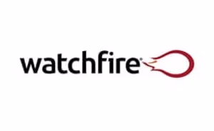 Watchfire logo on a digital display screen with vibrant colors, representing partnership with JSC Systems.