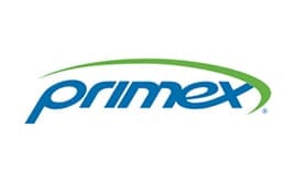 Logo of Primex, a partner of JSC Systems, featuring bold blue text on a white background with a modern design.