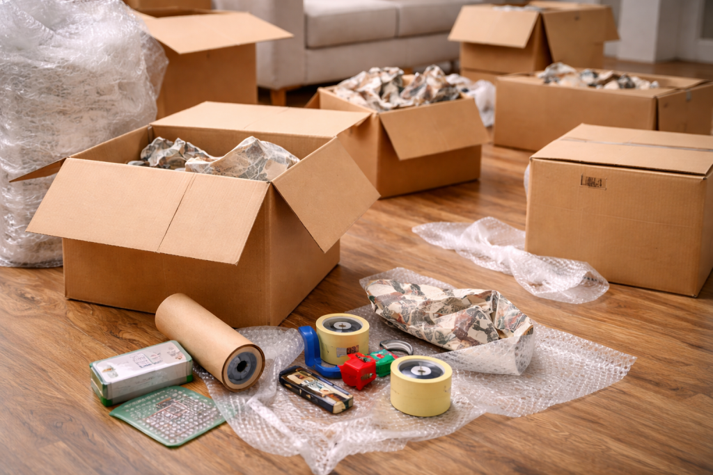 packing materials showing hidden moving costs