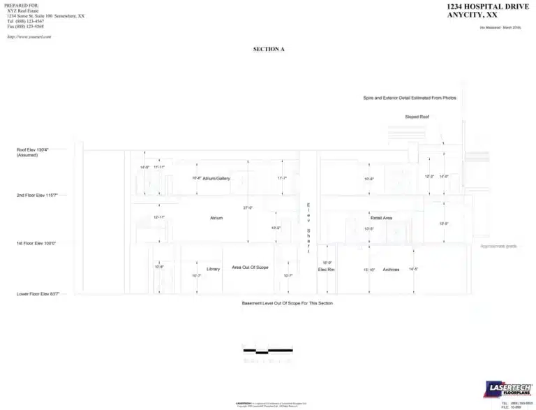 Architectural floor plan layout for a hospital building