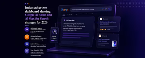 Indian advertiser dashboard showing Google AI Mode and AI Max for Search changes for 2026