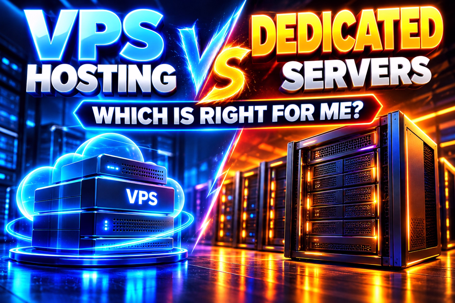 Hosting VPS o server dedicati: qual ĆØ la scelta giusta per me? Notizie da Hostrite Banner colorato che confronta l'hosting VPS e i server dedicati: stack VPS blu a sinistra, rack server arancione a destra, con il testo "Hosting VPS vs server dedicati e qual ĆØ la soluzione giusta per me"