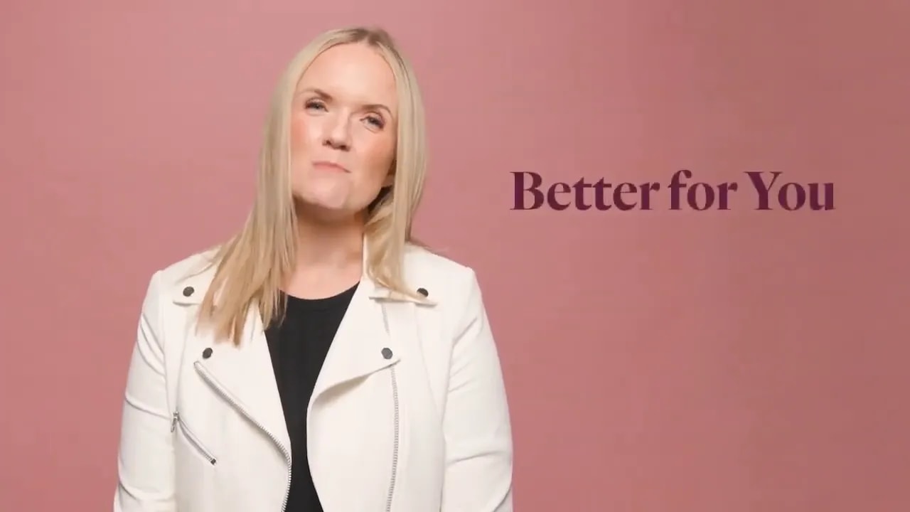 4 Reasons To Love Truescience Truerenew (Clean, Kind, Effective Activated Skincare) 1 TrueRenew ‘Better for You’ message shown with presenter on screen