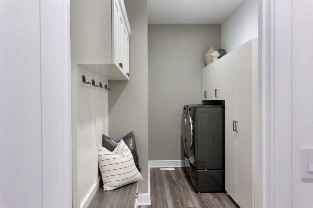 Image of newly designed laundry room with closets.