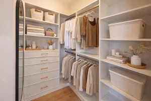 Organized elegance in a walk-in closet walk in closet design