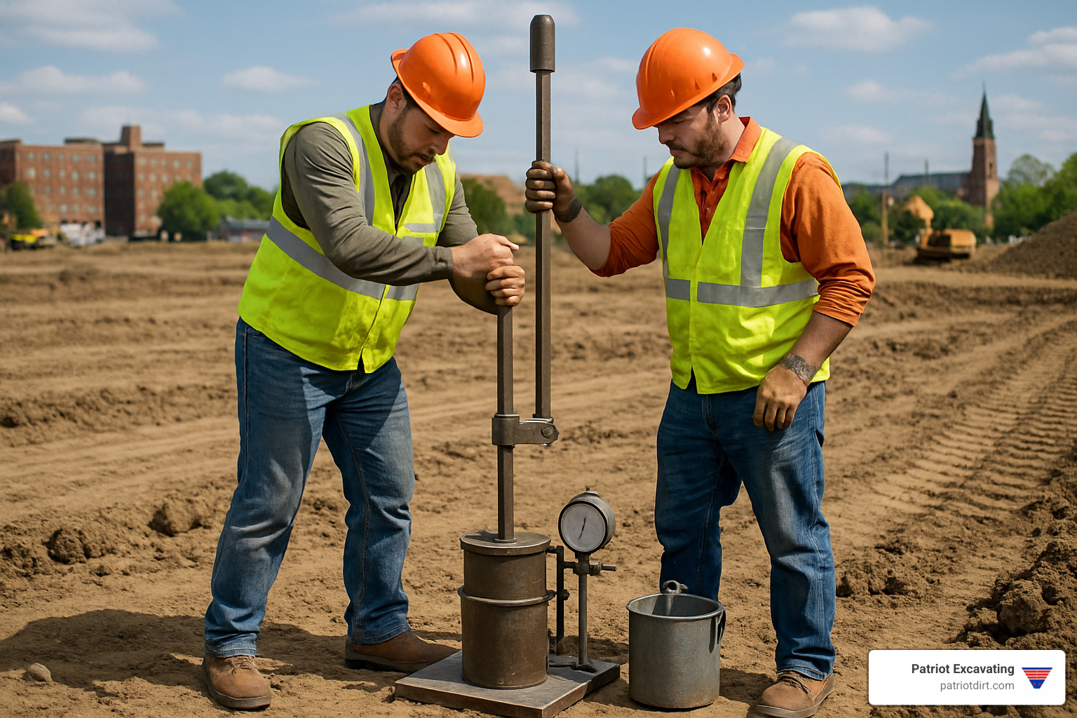 Compaction testing equipment on Indianapolis construction site - Grading contractors Indianapolis Compaction testing equipment on Indianapolis construction site - Grading contractors Indianapolis