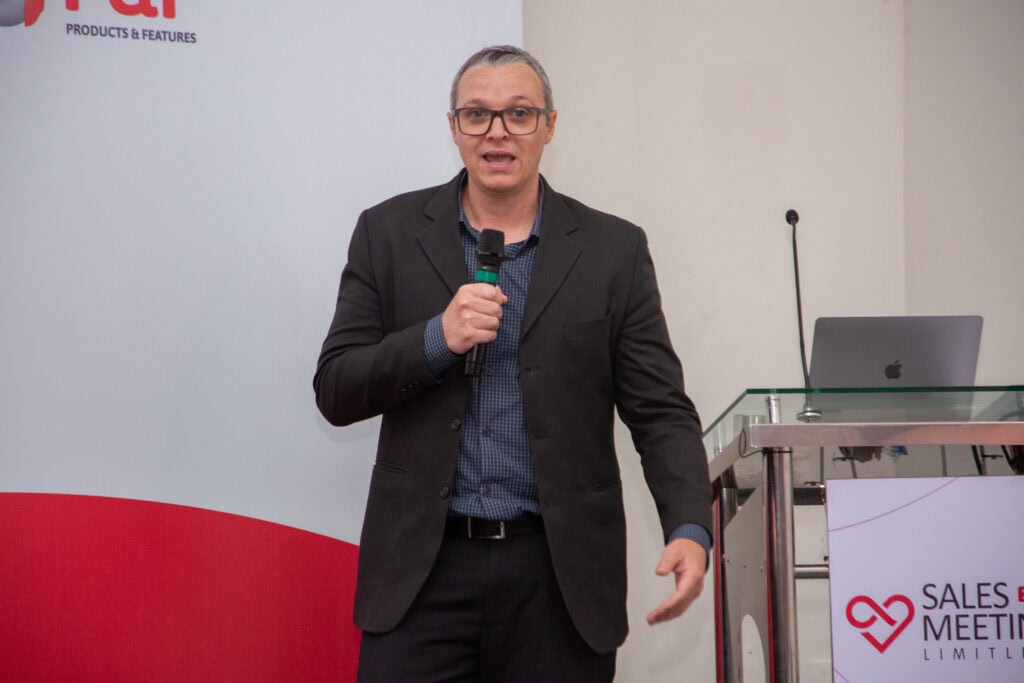 P&F Brazil team member speaking at the 2025 Sales Meeting