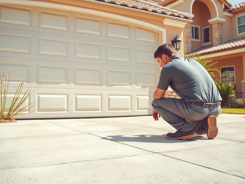 Garage Door Insulation Benefits Most Scottsdale Homeowners Overlook Technician inspecting the weather stripping and panels during a garage door service call at a Phoenix-area home