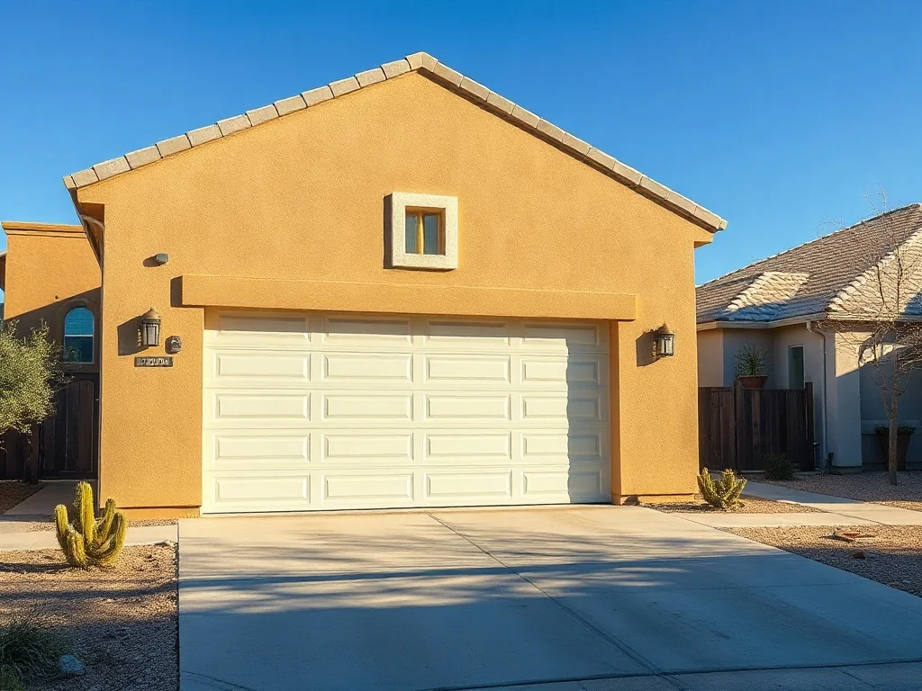 Here's Why Your Garage Door Moves Unevenly — and What Happens If You Ignore It Residential garage door showing visible uneven alignment on one side, illustrating why homeowners in need garage door opener repair before the problem gets worse