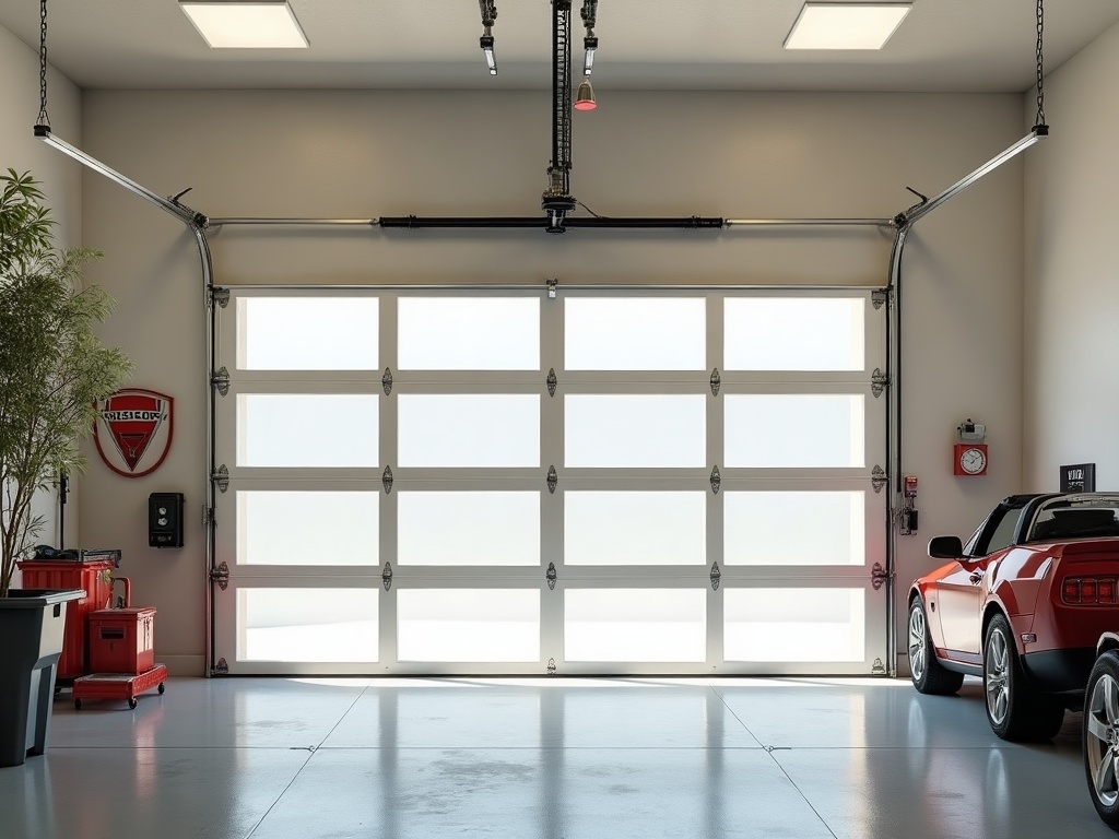 That Loud Snap From Your Garage Door Is Trying to Tell You Something Inside view of a two-car Arizona garage showing a broken torsion spring coil gap that calls for immediate garage door spring repair