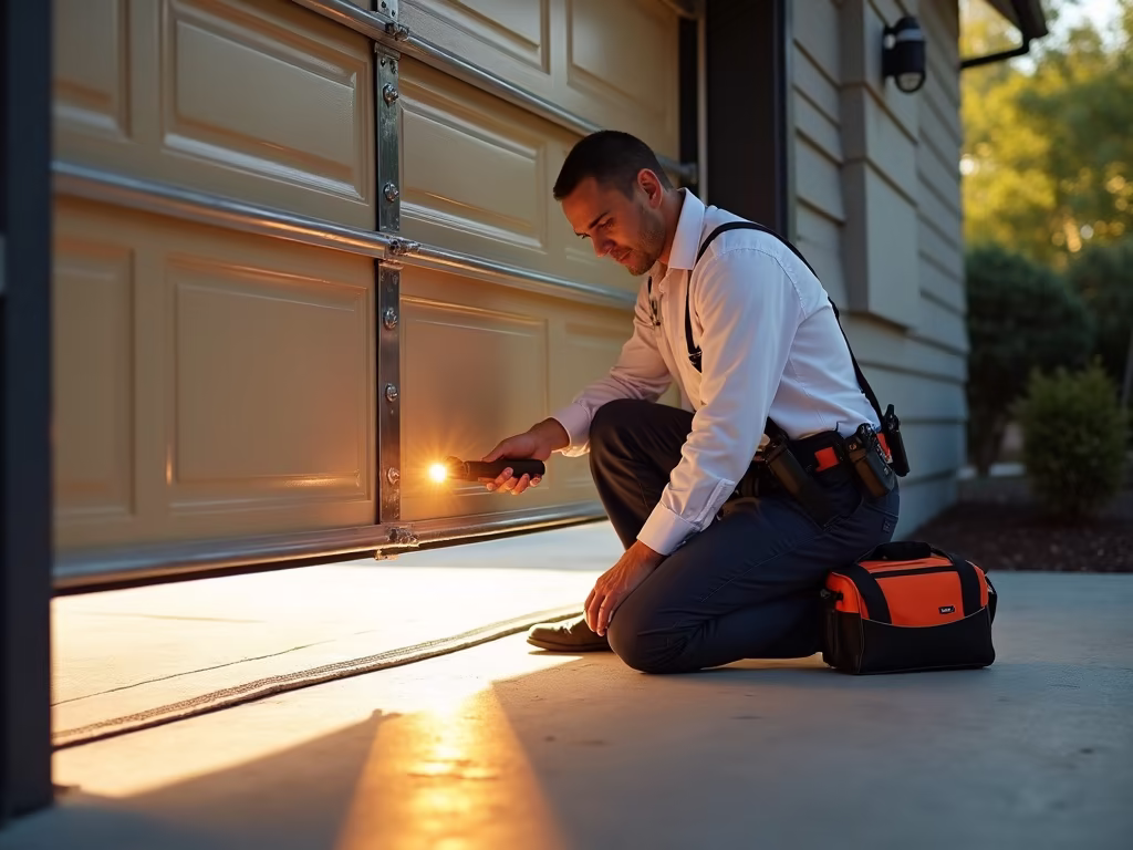 If Your Garage Door Won't Close at Night, It's Already Costing You More Than You Think A residential garage door stuck open at dusk in the Phoenix metro area, illustrating the urgent need for same day garage door repair before nightfall.