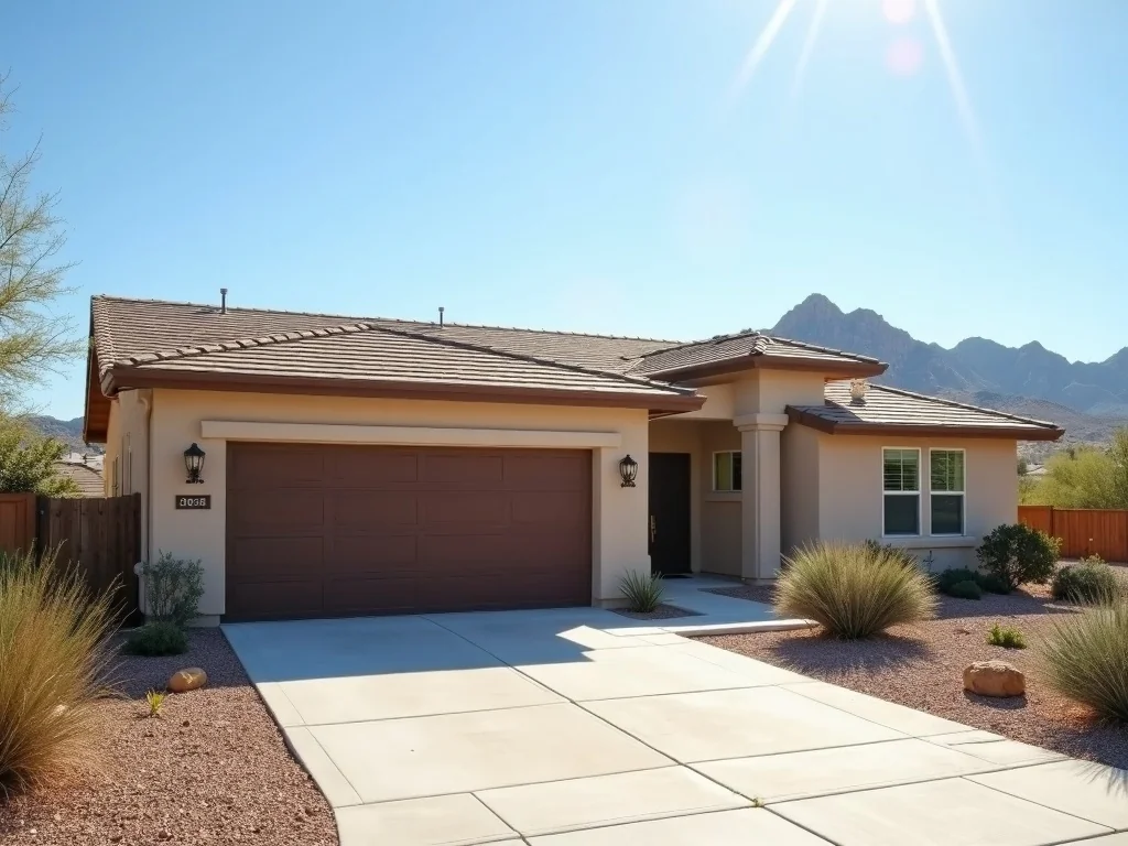 New River, AZ A professional garage door repair technician servicing a carriage-house door on a New River AZ custom home near Daisy Mountain