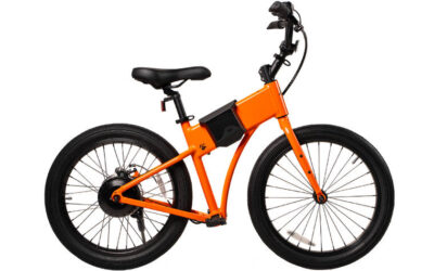 JackRabbit OG2 PRO Bright orange electric bicycle with black tires, an integrated battery, and rear hub motor.