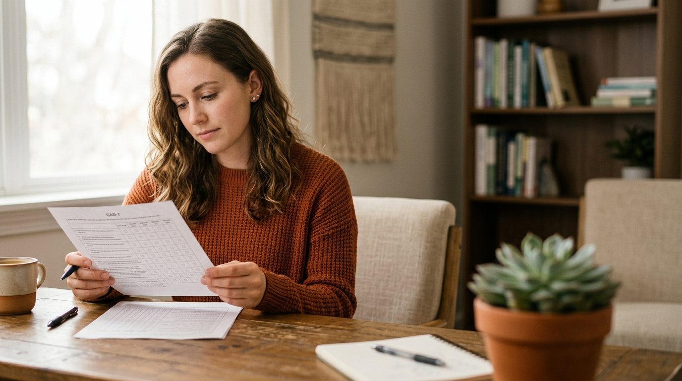 Telehealth provider comparing GAD-7 and PHQ-9 screening results