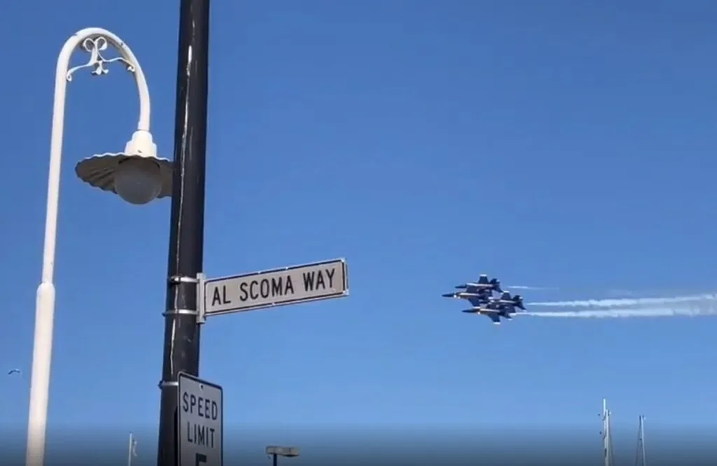 Al Scoma Way with Blue Angels in the background