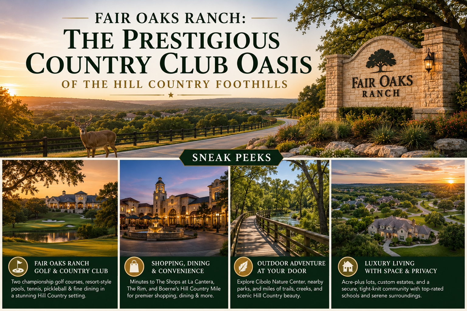 Fair Oaks Ranch: The Prestigious Country Club Oasis of the Hill Country Foothills Fair Oaks Ranch: The Prestigious Country Club Oasis of the Hill Country Foothills