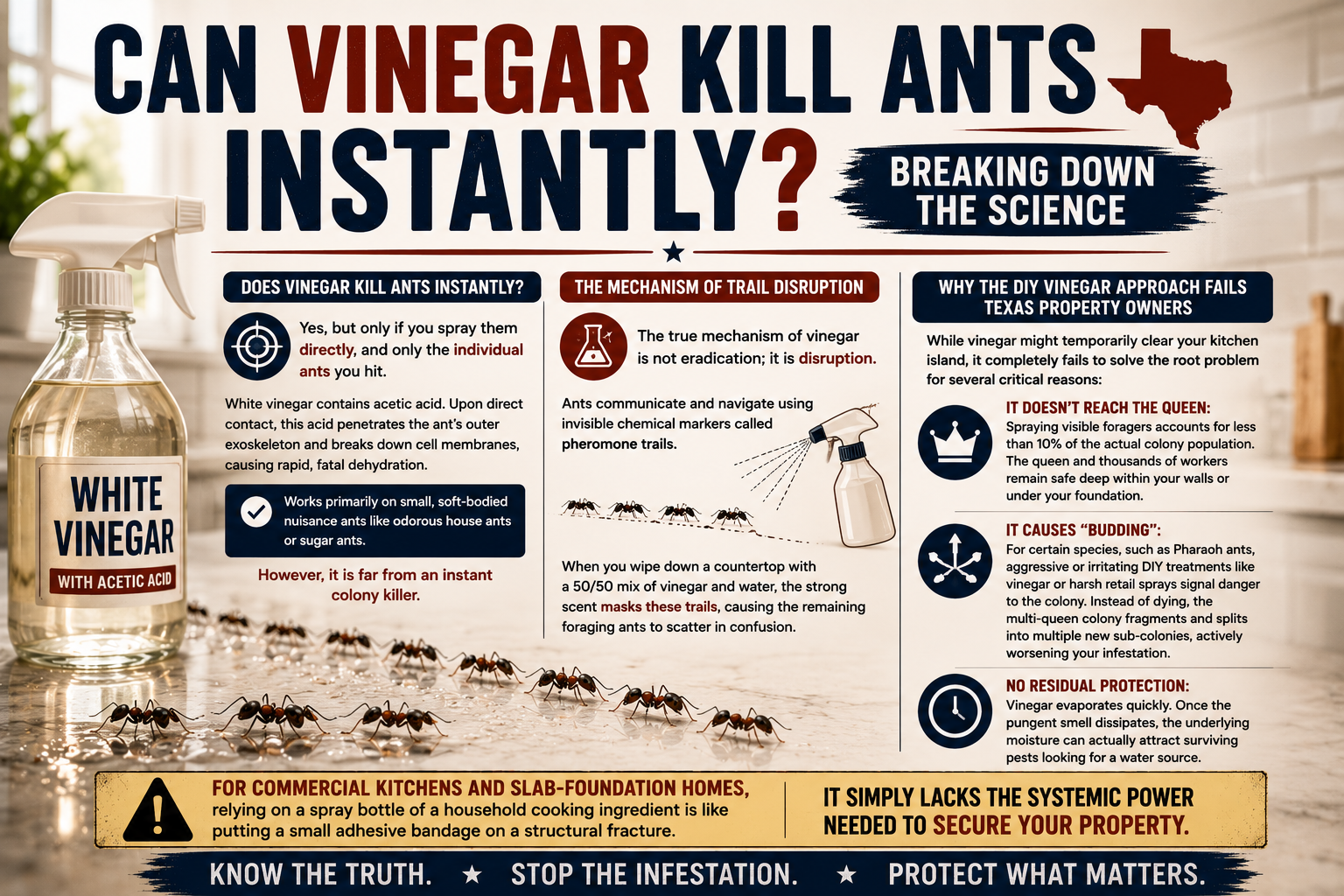 The Truth About Vinegar and Ants: Why DIY Remediation Falls Short for Texas Properties 1 The Truth About Vinegar and Ants: Why DIY Remediation Falls Short for Texas Properties