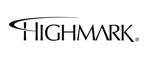 a black and white photo of a Highmark logo representing mental health services in New Jersey