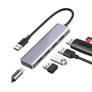 UGREEN 50985 Ultra Slim 4 Port USB 3.0 Hub with 5Gbps Data Transfer Powered USB C