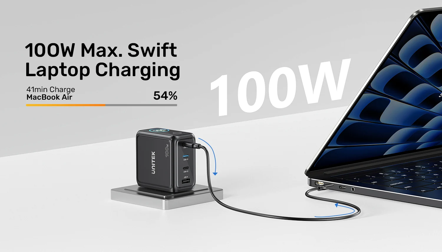 UNITEK P1131ABK01 EU Rexo 100W 4 Port GaN Fast Charger with Smart Display 002 UNITEK P1131ABK01 EU Rexo 100W 4 Port GaN Fast Charger with Smart Display 002