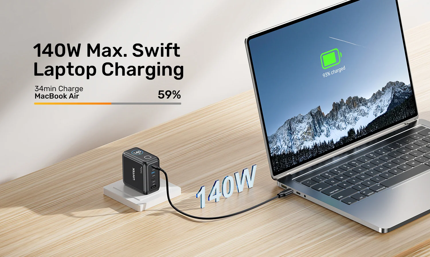 UNITEK P1132ABK01 EU Rexo 140W 4 Port GaN Fast Charger with Smart Display 002 UNITEK P1132ABK01 EU Rexo 140W 4 Port GaN Fast Charger with Smart Display 002