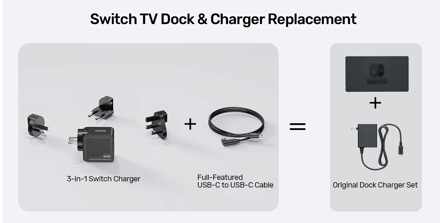 UNITEK Travel Tri Pro 65W 3-in-1 GaN Charger Hub (EU/US/UK/AU Plugs) GaN Fast Charging 60W USB-C + 5W USB-A + 4K@60Hz HDMI UNITEK Travel Tri Pro 65W 3-in-1 GaN Charger Hub (EU/US/UK/AU Plugs) GaN Fast Charging 60W USB-C + 5W USB-A + 4K@60Hz HDMI