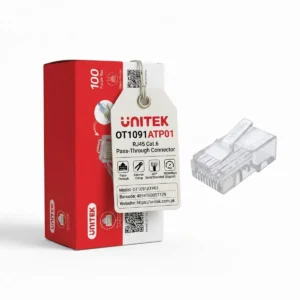 UNITEK OT1091ATP01 RJ45 Cat.6 Pass Through Connector 100 Pieces.webp