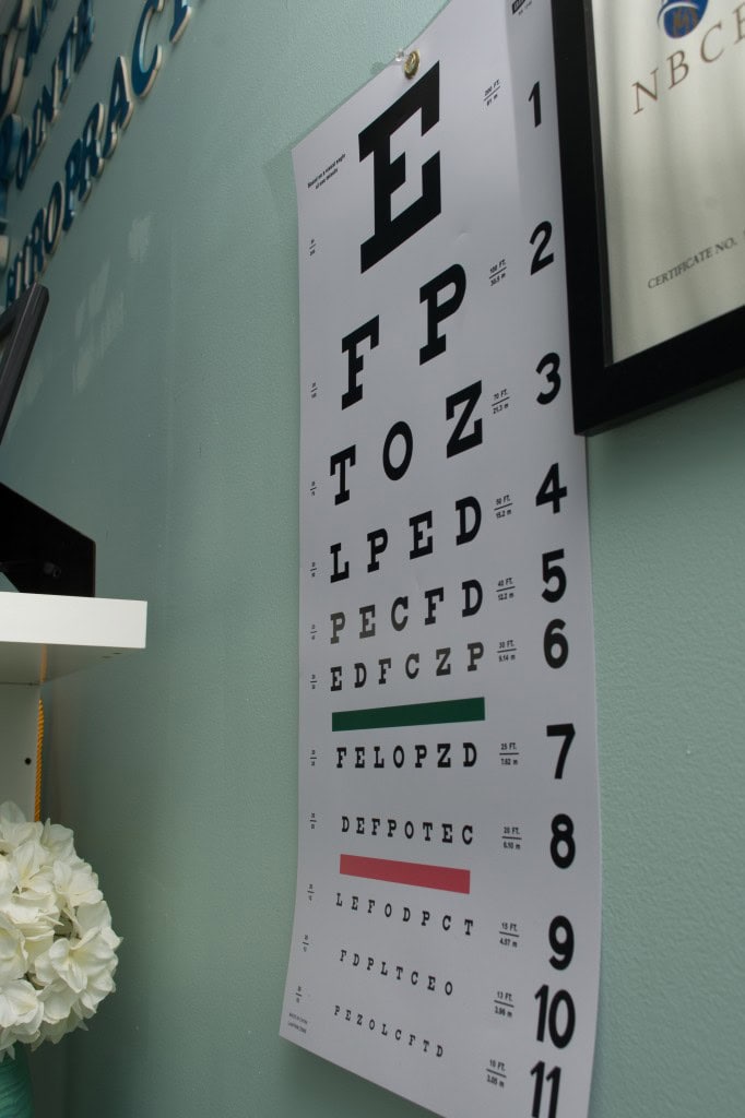 Optometry eye examination at Cannon Pointe Chiropractic clinic.