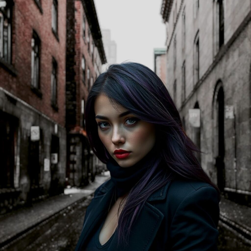 nuances cheveux assorties garde robe hiver noir violet