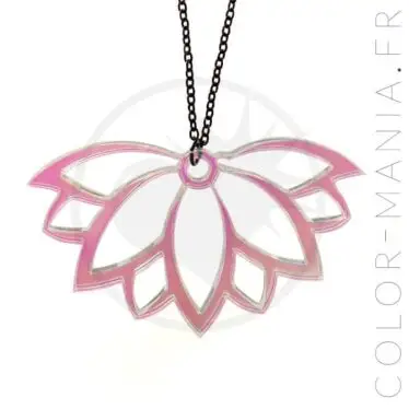 Collier Fleur de Lotus Transparent Irisé | Color-Mania