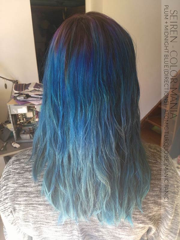 Merci Seiren :) Coloration Cheveux Violet Prune et Bleu Minuit – Directions, Pointes Atomic Turquoise - Manic Panic