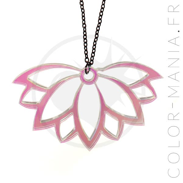 Collier Fleur de Lotus Transparent Irisé | Color-Mania