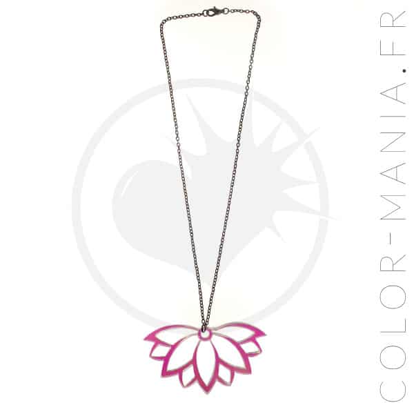 Collier Fleur de Lotus Transparent Irisé | Color-Mania