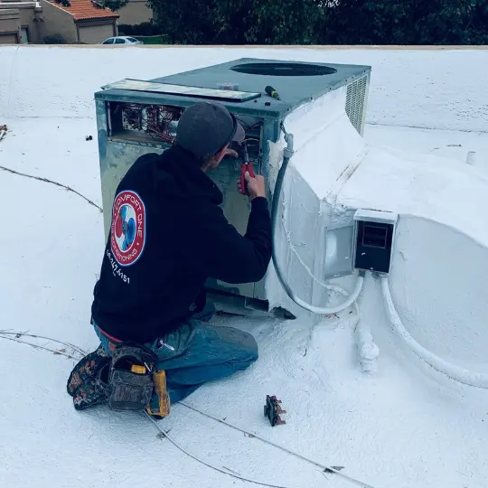 HVAC Project Portfolio 21 EPA Certified technician Jon conducting an AC repair in Cave Creek Arizona