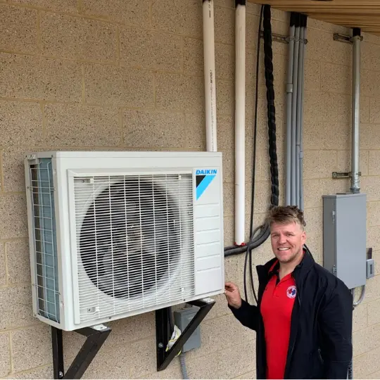 HVAC Project Portfolio 23 Tapani Ojalehto with conducting a Mini split ac installation in Paradise Valley, Arizona, showing a new daikin ac mini split unit