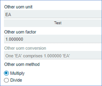 Other units - SYSPRO Stock Code Creation
