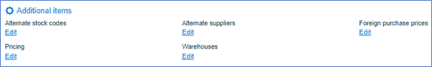 additional items - SYSPRO Stock Code Creation