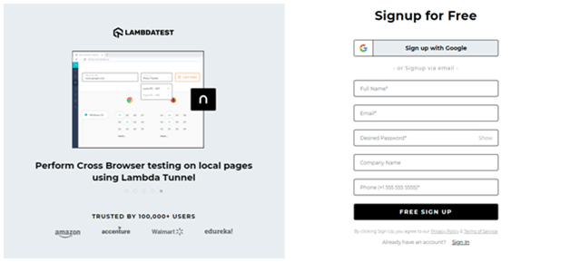 LambdaTest Tool Registration