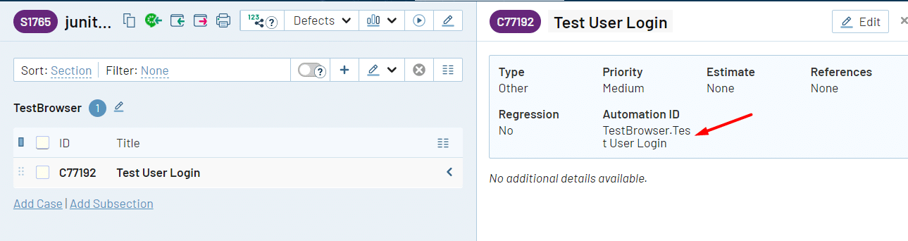 image of test user login