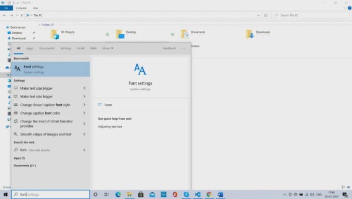 Image to search font setting
