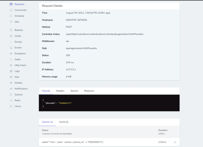 Query screen