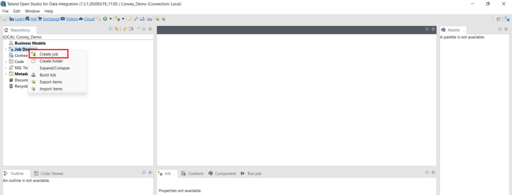 Create Job option