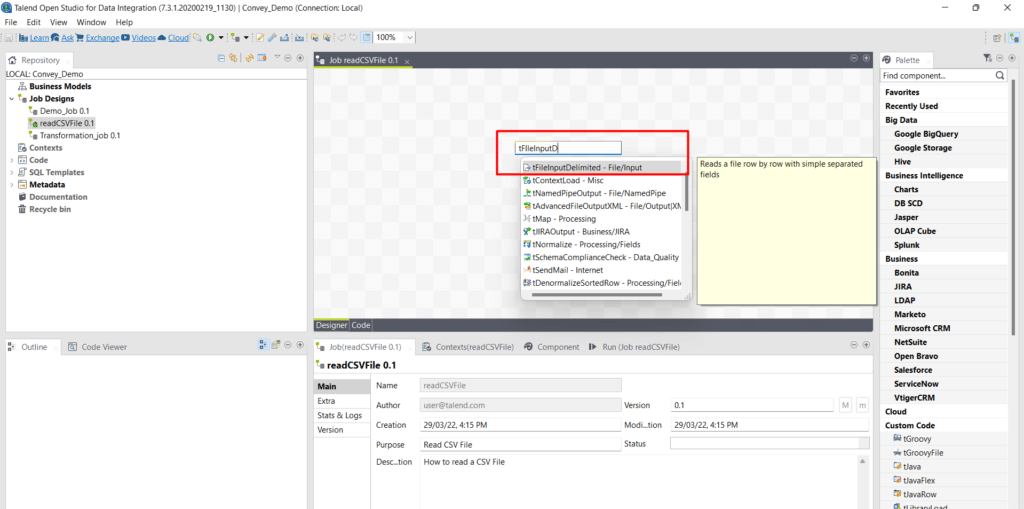 File Input Delimited