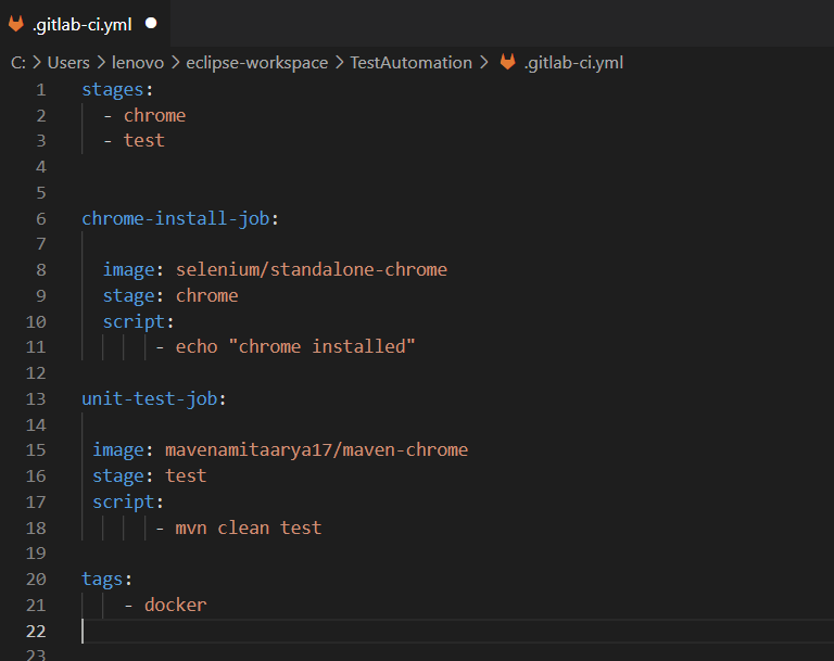 Gitlab yml file