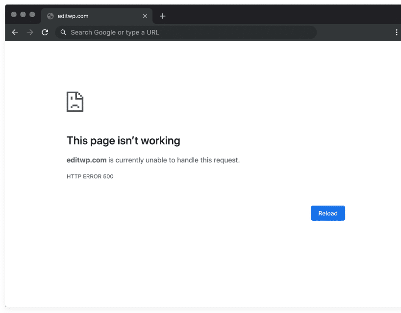 page no working error