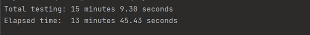 Elapsed Time, Testing time