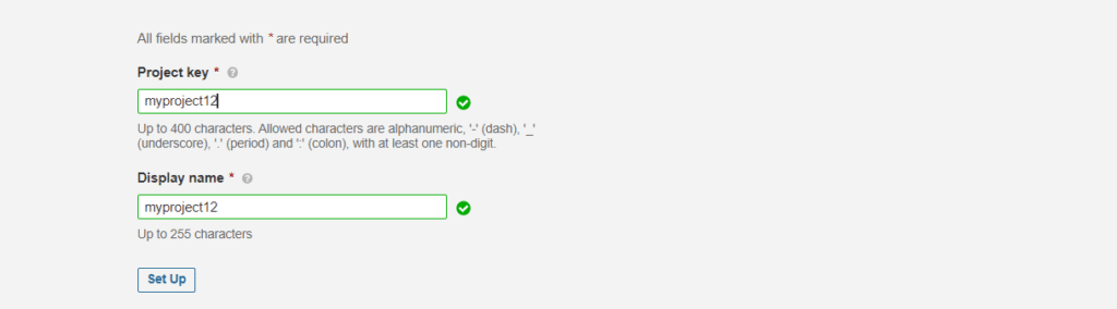 Project key with Display name