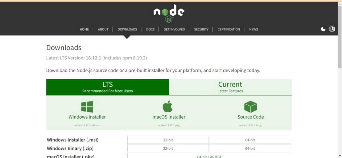 Image to download NodeJs