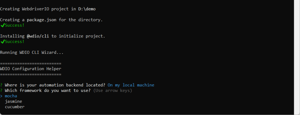 Creating webdriver project