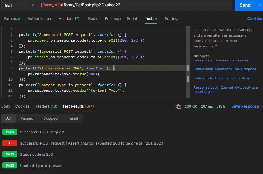 Image of Test Results of Postman